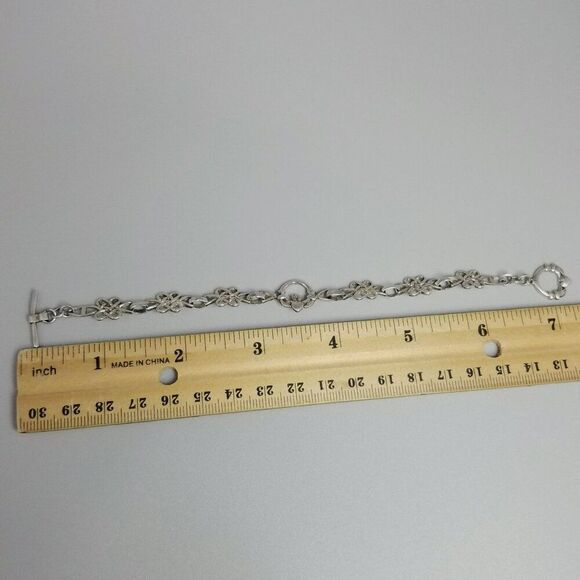 Vintage Sterling Silver Celtic Infinity Love Knots Link Bracelet Claddagh Toggle - Picture 5 of 8